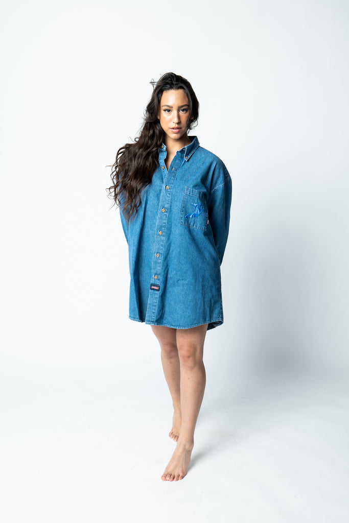 Oversized Embroidered Jean Shirt "Prism Collection"